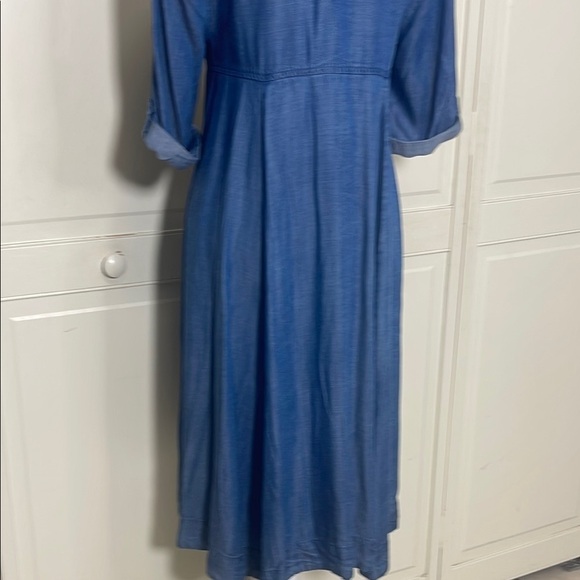 Chelsea & Theadore Women’s Blue Denim Shirt Dress Knee-Length Chambray Sz S - Picture 10 of 11